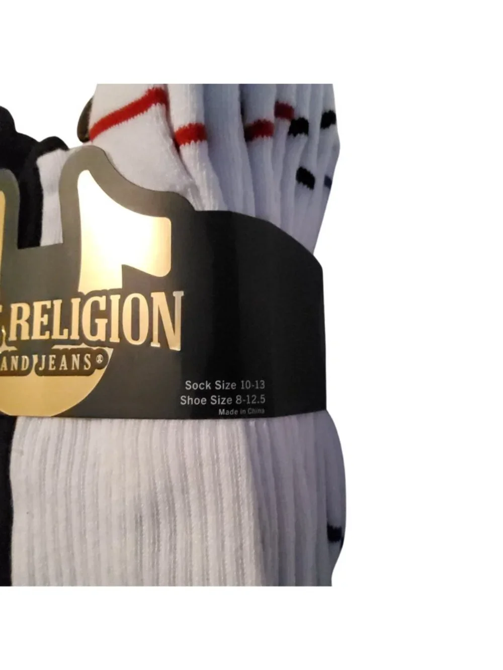 True Religion MenS Half Cushion Crew Athletic Socks 10 Pack Black White